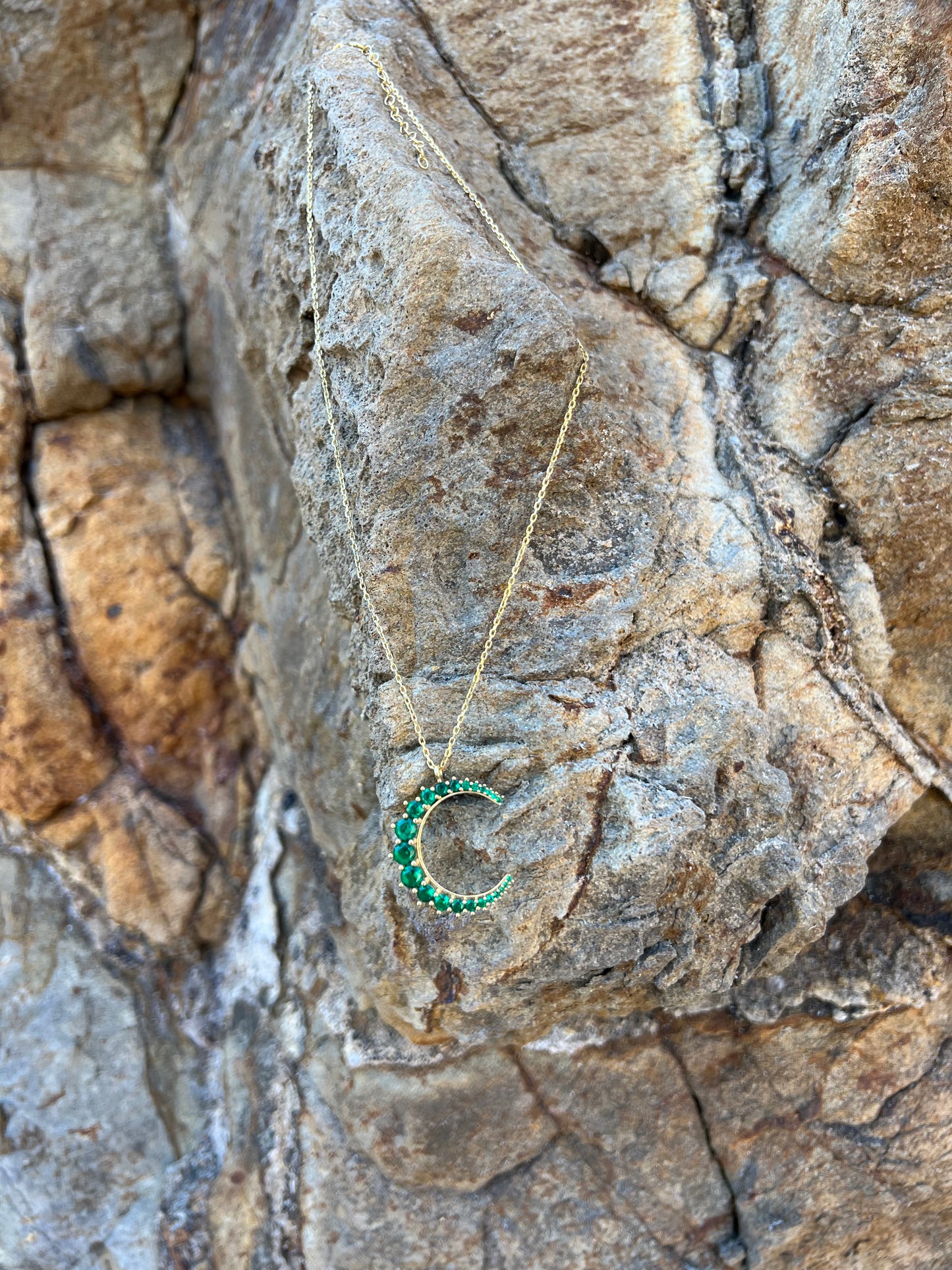 Crescent Moon Emerald Necklace