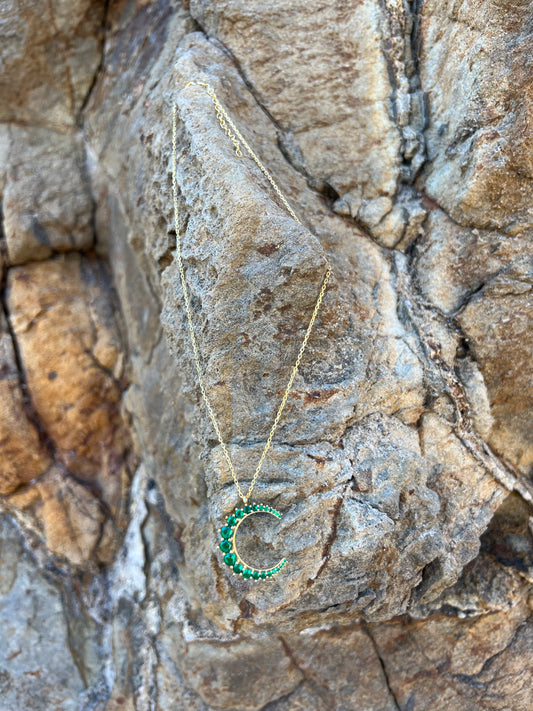 Crescent Moon Emerald Necklace